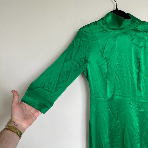 J. Crew Collection Open-Back Silk Charmeuse Long Sleeve Mock Neck Dress Size 0 - Picture 5 of 11